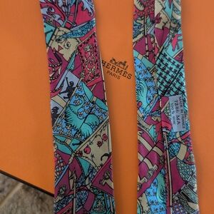 Hermes Multicolor Twilly 100 %Silk Hair Accessories.